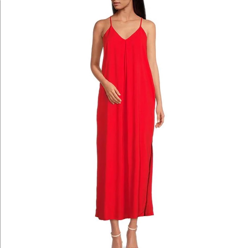 Gianni Bini Silas V-Neck Sleeveless Maxi Dress Flame color size XS, NWT